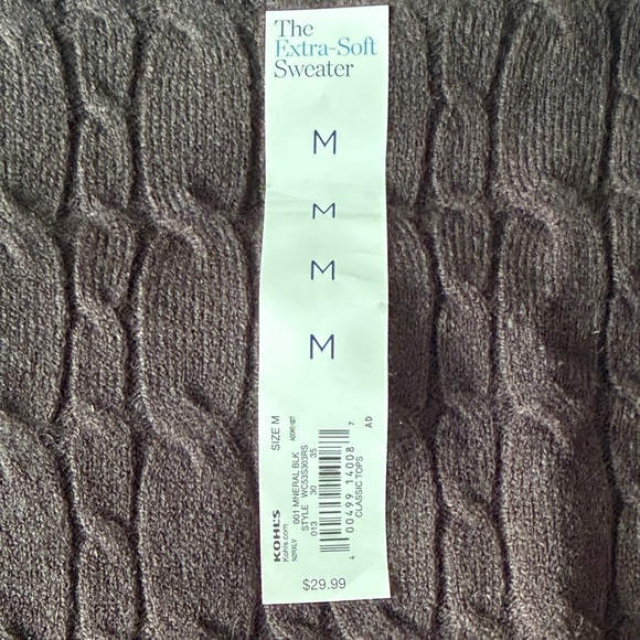 Black Classic Cable Knit Croft & Barrow Women's Sweater Medium - Picture 8 of 9